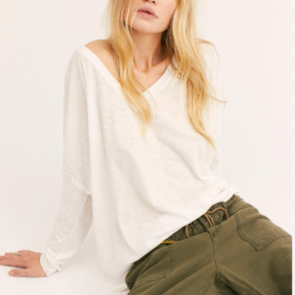 We the Free - Free People On My Mind Oversized Light V-Neck Longsleeve